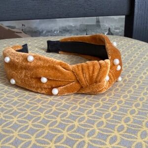 Velvet Headband with Pearls